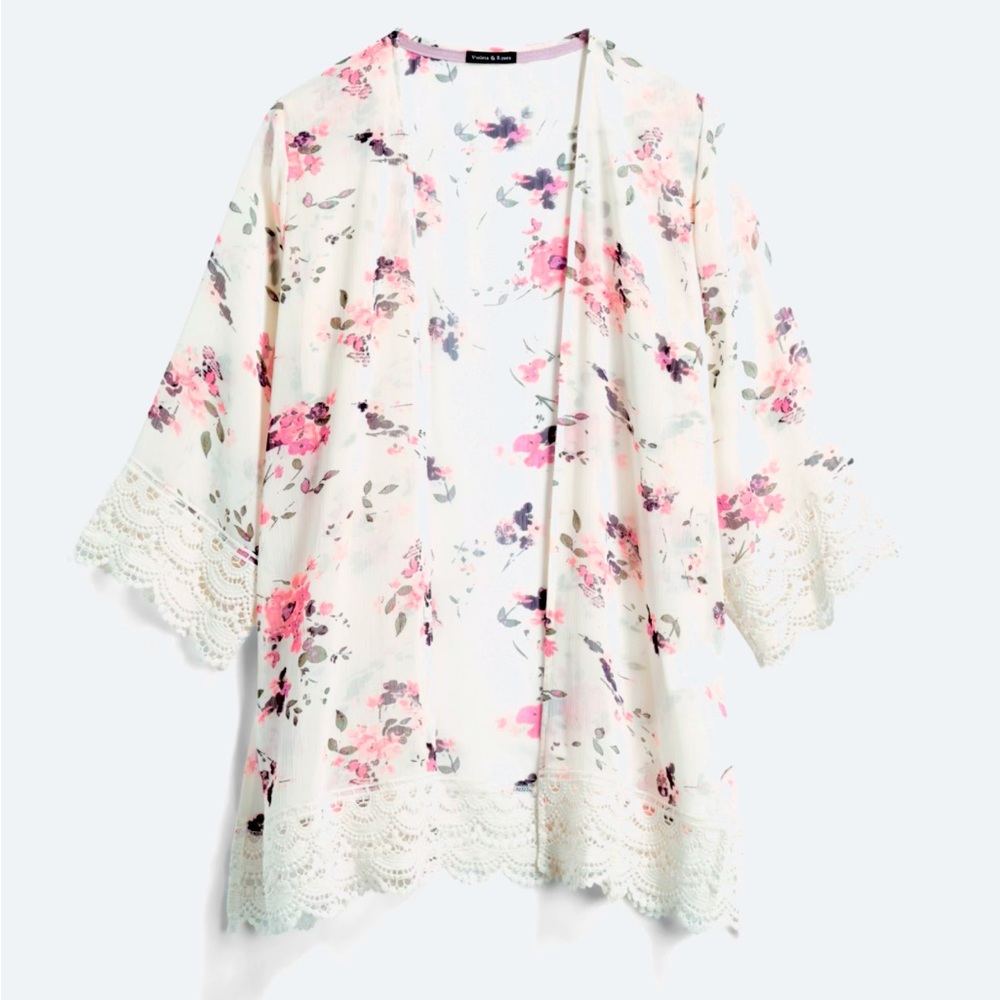 Laura Crotchet Trim Open Front Woven